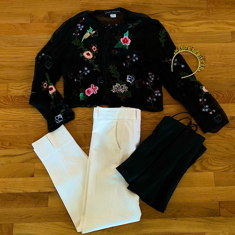 Stunning Vintage Embroidered & Beaded Silk Top